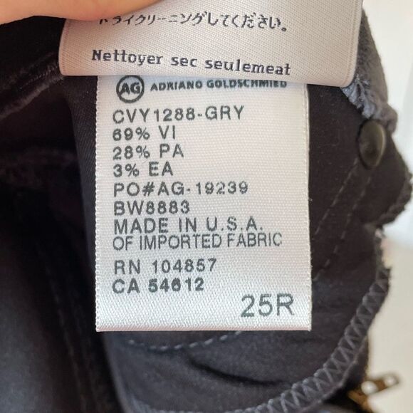 NWT AG Adriano Goldschmied Stretch Velvet Grey “The Legging” Super Skinny Leg - Picture 10 of 12